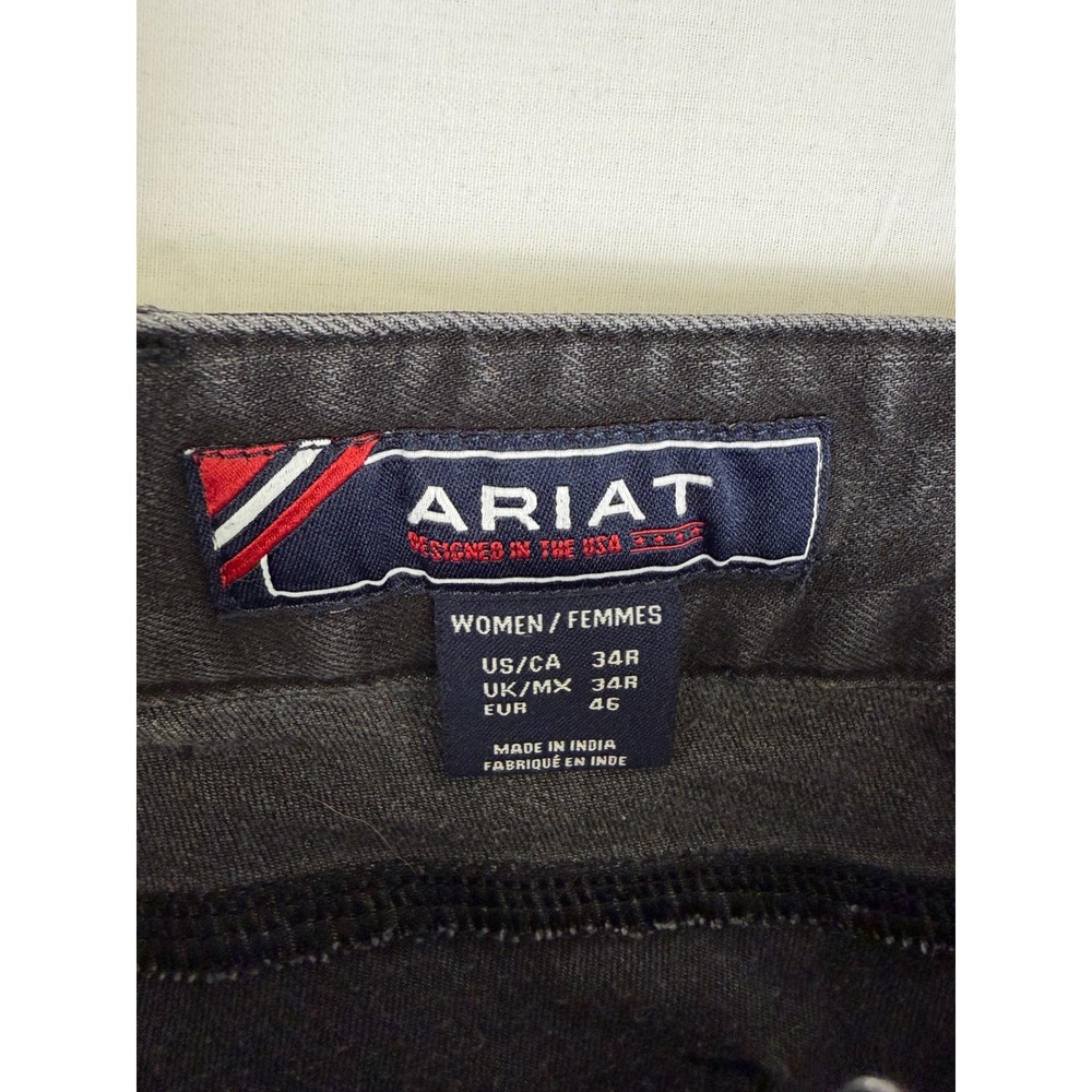 Ariat Halo Denim Knee Patch Breeches Womens 34R Black Equestrian Riding Pants‎ - Picture 7 of 11